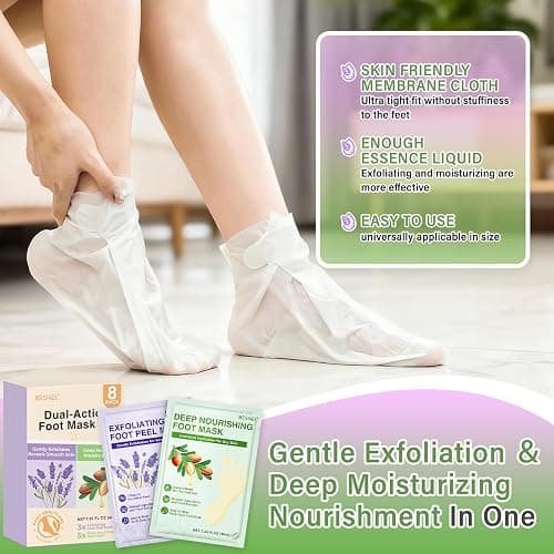 Foot Peeling 3Pcs ＆ 5Pcs Moisturizing Foot Mask, Exfoliator Peel Calluses Dead Skin Callus Remover, Hydrating Foot Masks for Dry Cracked Feet, Repair Rough Heels＆Dry Skin for Baby Soft and Smooth Feet thumbnail 6