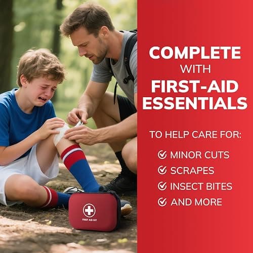 Gifts for Men Christmas Mini First Aid Kit - 144pcs Emergency Medical Kit with Water-Resistant Hard Case for Home, Travel, & Outdoor - Portable First Aid Supplies for Minor Cuts, Burns, Bites & Stings thumbnail 6