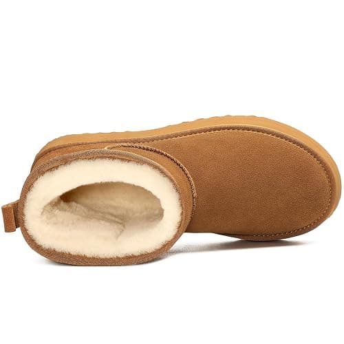 Litfun Suede Platform Mini Boots for Women Genuine Leather Fuzzy Ankle Winter Snow Boots with Fur Lined thumbnail 4