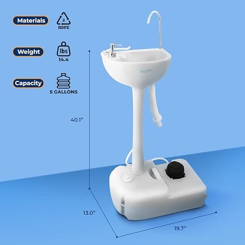 ??SereneLife Portable Hand Washing Station, 100+ Hand Washes, Hands-Free Foot Pump, Soap Dispenser, and Drain Hose, Ideal for Outdoor Events, Camping, Boating and Worksites thumbnail 7