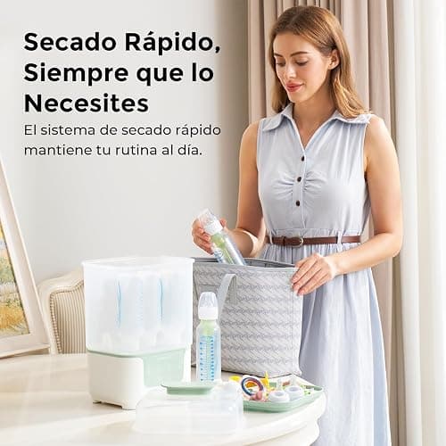 Momcozy Esterilizador y Secador Eléctrico para Biberones, Capacidad para 6 Biberones, Dispositivo 4 en 1 para Biberones, Accesorios y Extractores de Leche, con Soporte de Secado Incluido thumbnail 7