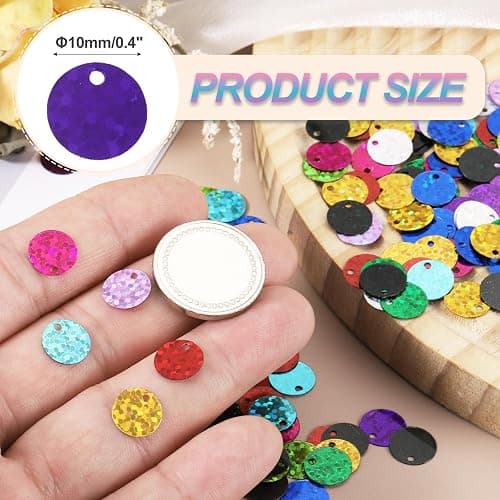 MECCANIXITY Flat Round Sequins, 600Pcs 10mm/0.4 Inch Loose Paillettes Laser Deep Purple Craft Sewing Sequins with Single Side Hole for DIY, Embroidery Clothing, Jewelry Making thumbnail 3