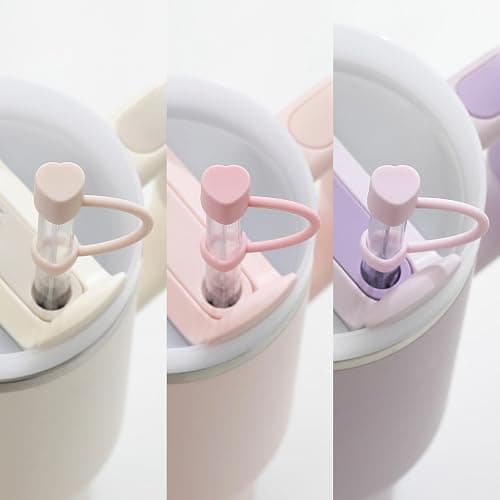 The best MOON Heart-shaped Straw Toppers - Stanley Cup Accessories 30, 40oz | Stanley Straw Cover Tumblers Accessories Multi-Color 5-Pack Girly Birthday Valentines Galentines Day Gifts thumbnail 3