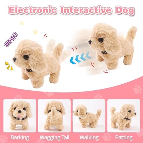 Volmop 14PCS Dog Toys for Kids, Walking Barking Electronic Interactive Plush Puppy Toy with Carrier and Accessories, Pet Care Toy Set for Kids, for Girls and Boys 3 4 5 6+ Year Old thumbnail 3