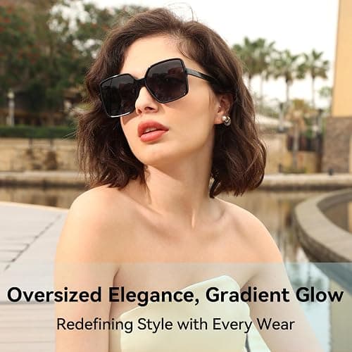 Dollger Oversized Square Sunglasses for Women Big Large Wide Fashion Shades for Men UV Protection Unisex thumbnail 6