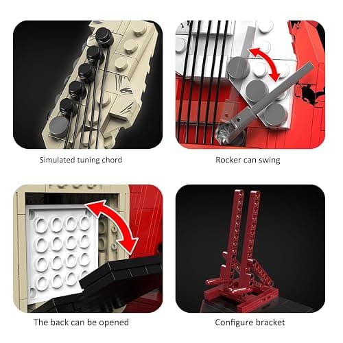XYDongtong Guitar Music Interactive Building Set for Music Lovers, DIY Guitar Model Toy Compatible with Lego，Reverb Amplifier & Authentic Accessories, Perfect Way to Rock Gift Giving. thumbnail 6