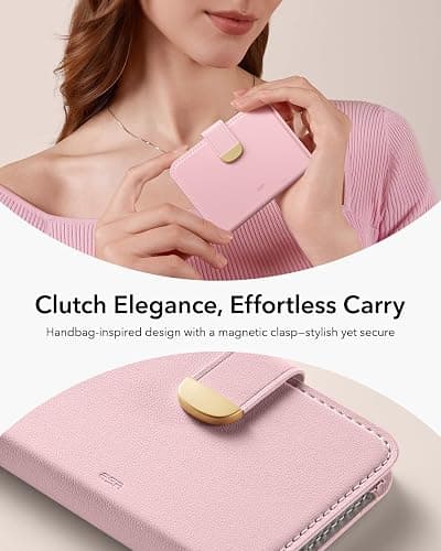 ESR Aura Clutch for MagSafe Wallet for Women, 5 Card Holder, RFID Blocking, MagSafe Sticker Included, Magnetic Wallet for iPhone 17e/17/16/15/14/13/12 Series (Not mini), Select Samsung Devices, Pink thumbnail 4