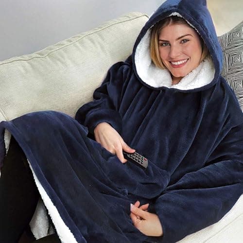 CASKIE Oversized Hoodie Sweatshirt Blanket, TV Super Soft Warm Comfortable Blanket Hoodie, Soft Cozy Warm Comfortable Novelty Hoodies, One Size Fits All, TV-Blanket for Men Women Teenagers Kids thumbnail 2
