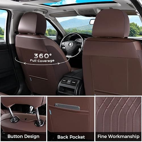 FLORICH Car Seat Covers Full Set, Leather Seat Covers for Cars, Car Seat Protector Waterproof Breathable, Universal Automotive Seat Covers, Front and Rear Car Seat Cover Fit for Most SUV Pick-up Truck thumbnail 4