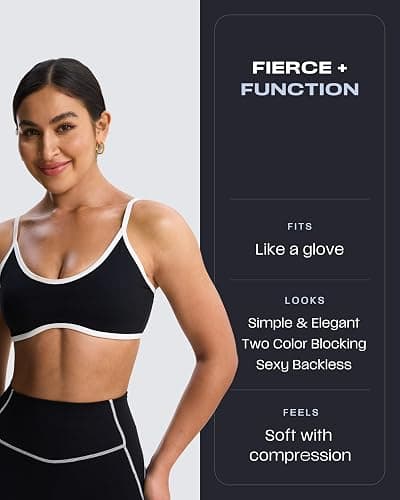 Aoxjox Women's Color Block Workout Sports Bras Fitness Lexi Lined Strappy Bra Athletic Yoga Crop Tank thumbnail 8