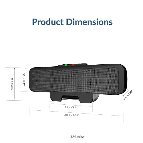 Cyber Acoustics USB Speaker Bar (CA-2890) – Stereo USB Powered Speaker, Easily Clamps to Monitor, Convenient Controls thumbnail 8