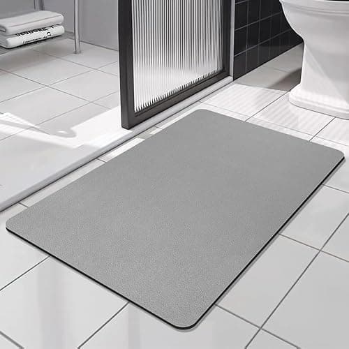 SOLIC Badematte Rutschfester Superabsorbierende Badezimmerteppich, schnelltrocknende Badvorleger, Saugfähige Badvorleger,Duschvorleger für Dusche, Badewannen und Badezimmer (Grau, 43x80cm) - Image 1