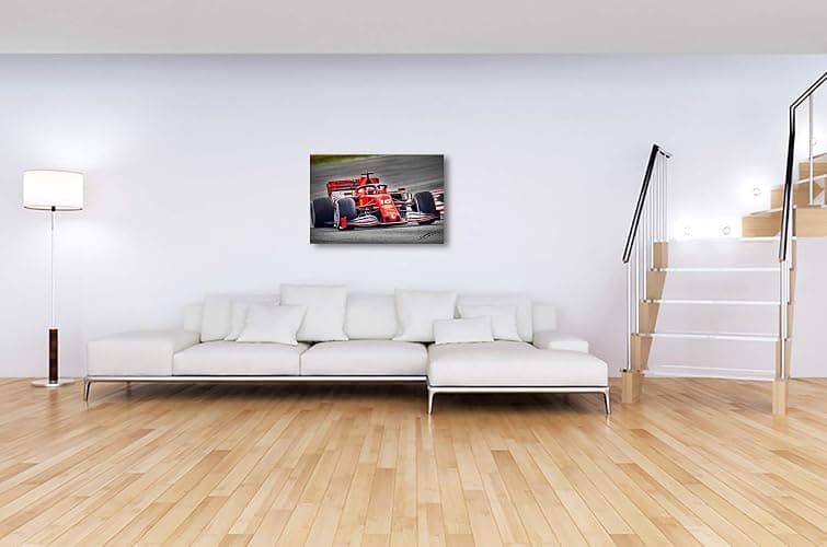 Art Print Poster of XOTIKS Ferrari F1 Formula 1 Racing with Pre-Printed Charles Leclerc Autograph - Premium High Gloss Art Print Poster. (780P) (24”x36”) thumbnail 3