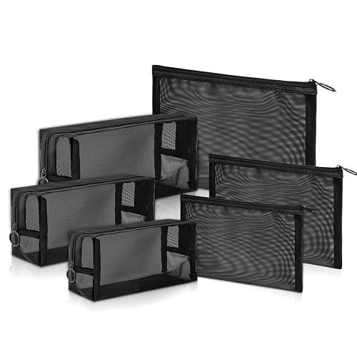 Unoutur pouch,Mesh Cosmetic Bag Portable Makeup Pouch Travel Toiletry Bag for Makeup Organizer Home Office Travel Accessories,6 Pieces Mesh Makeu - Image 1