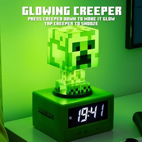 Paladone Minecraft Creeper Alarm Clock - Officially Licensed, in-Game Music & Night Light for Kids & Tweens, Gaming Room Accessory thumbnail 5