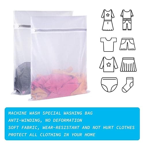 SUERIV Mesh Laundry Bags,Laundry Bags Mesh Wash Bag for Washing Machine-Supper Zipper Net Laundry Bag,Lingerie,Sweater,Garment,Undergarment Large Size(16 x20 inch),Pack of 4 thumbnail 3