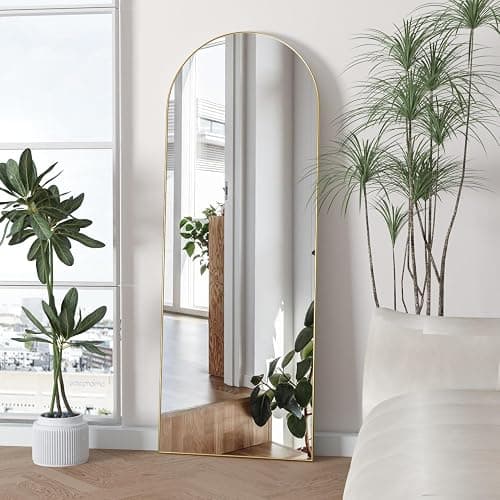 NEUWEABY Full Length Mirror, 56"x16" Arch Floor Mirror with Stand, Gold Arched Full Body Standing or Leaning Mirror for Bedroom, Living Room thumbnail 5