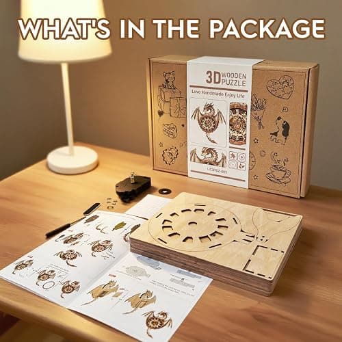 Cutywood 3D Puzzle for Adults Clock-Dragon Design Model Kit-Mechanical DIY Pendulum Clock with Roman Numerals-Desk Office Home Decor Personalized Gift for DIY Lovers thumbnail 4