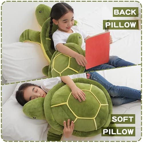 28 inch Big Green Sea Turtle Stuffed Animals Giant Soft Plush Toys, Large Ocean Turtle Plushies Body Pillow, Gifts for Kid Boys, Girls, Girlfriend, Birthday, Easter thumbnail 4