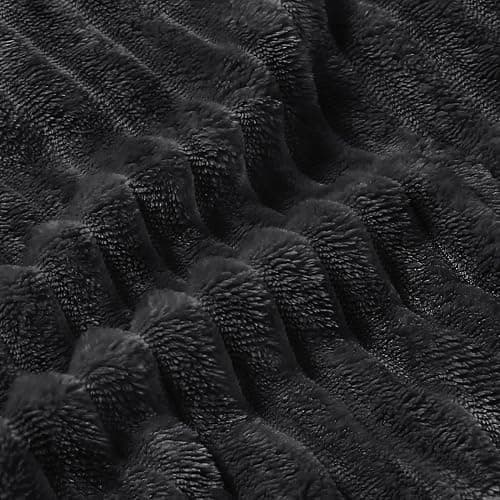 BEDELITE Fleece Blanket Queen Size – 3D Ribbed Jacquard Soft and Warm Decorative Fuzzy Blankets – Cozy, Fluffy, Plush Lightweight Throw Blankets for Couch, Bed, Sofa(Black, 90x90 inches) thumbnail 5