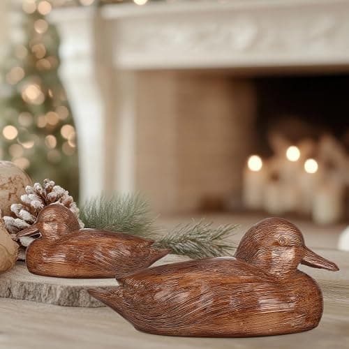 Soaoo 2 Packs Duck Home Decor Statues Rustic Vintage Resin Animal Figurines Countryside Farmhouse Decor for Desktop Living Room Nursery Shelf Indoor Decorative Accents thumbnail 6