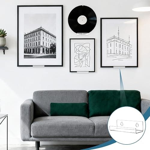 EUIOOVM 10 PCS Vinyl Wall Mount Acrylic Shelves 10CM Vinyl Record Display Stick on Shelves 4 Inch Clear CD Display in Home Office thumbnail 3