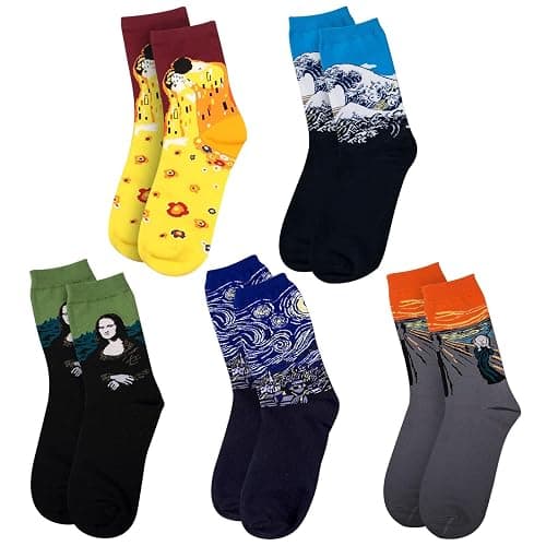 Chalier 5 Pairs Womens Fun Famous Painting Patterned Art Socks Cotton, Printed Cool Novelty Funny Socks for Women thumbnail 5