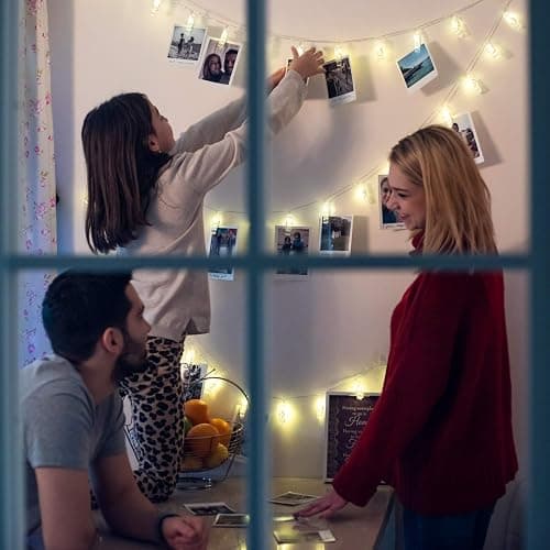 Dopheuor Photo Clip String Lights LED Fairy Clip String Lights Hanging Photo Pictures Battery Operated for Gifts Patio Christmas Bedroom Wedding Birthday Party Halloween Festival Decor (no Battery) thumbnail 6