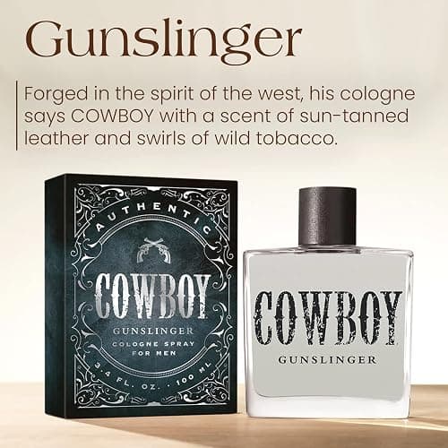 Cowboy Gunslinger Men’s Cologne by Tru Western, 3.4oz, Warm, Fresh Bergamot, Huckleberry & Sage Scent, Bold Masculine Fragrance with Leather & Tobacco, Long Lasting thumbnail 2