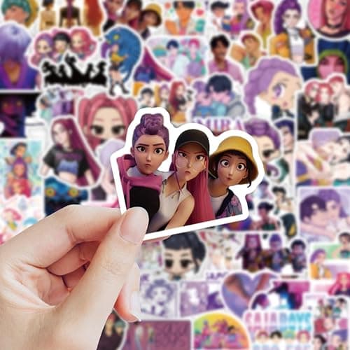 74Pcs Cute Anime Stickers, Cute Cartoon PVC Movie Decals, Perfect for Laptop, Phone Case, Helmet, Water Bottle, Travel Case, Guitar, Ideal Gift for Kids and Adults thumbnail 2
