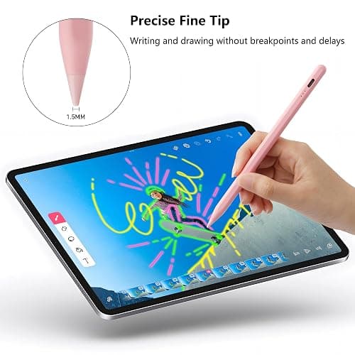 Pencil for Apple, Stylus Pen for iPad A16 11th/10th/9/8/7/6 Generation, iPad Pro M4 13"/11"/12.9", iPad Air M3/M2/5/4/3 Gen, iPad mini A17 Pro 7/6/5, Palm Rejection & Tilt Sensitivity (Pink) thumbnail 5