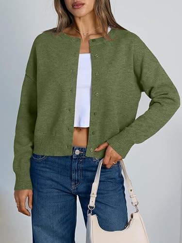 Trendy Queen Cropped Cardigan Sweaters for Women Lightweight Cropped Y2k Fall Outfits Spring Fashion Clothes 2026 thumbnail 2