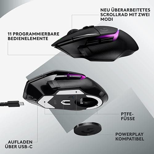 Logitech G502 X PLUS LIGHTSPEED Kabellose RGB-Gaming-Maus - Optische Maus mit LIGHTFORCE Hybridschaltern, LIGHTSYNC RGB, HERO 25K Gaming-Sensor, Kompatibel mit PC - macOS/Windows - Schwarz thumbnail 7