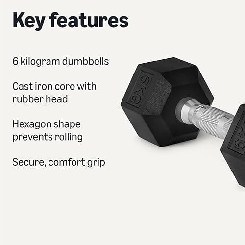 Amazon Basics Rubber Encased Hex Dumbbell Weights Set thumbnail 3