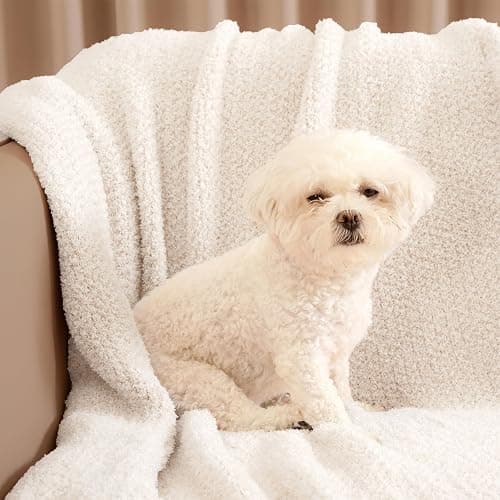 Snuggle Sac Buttery Ivory Throw Blanket for Couch, Reversible Super Soft Knitted Blankets, Warm Cozy Knit Fuzzy Plush Lightweight Throws Dupes for Sofa, Bed, Picnic, Ivory, 50 x 60 inches thumbnail 7