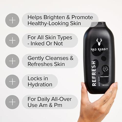 Mad Rabbit Refresh Body Wash - Tattoo Aftercare, Cleansing Ingredients Made For All Skin Types, Gentle, Anti-Aging & Hydrating Formula (16oz) thumbnail 7