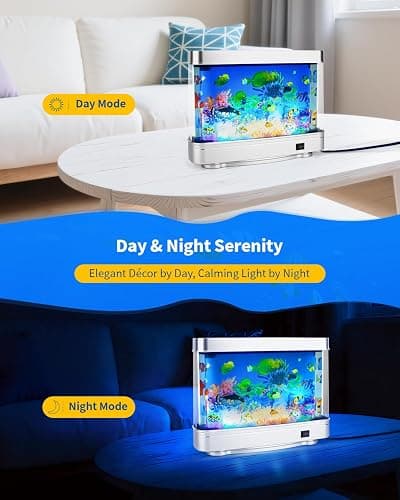 THOSOLTH Fake Fish Tank Lamp – Frutiger Aero Decor Artificial Fish Tank with Moving Fishes – Relaxing Fake Aquarium Light & Plug-in Night Light for Kids, Adults, and Home Décor thumbnail 7