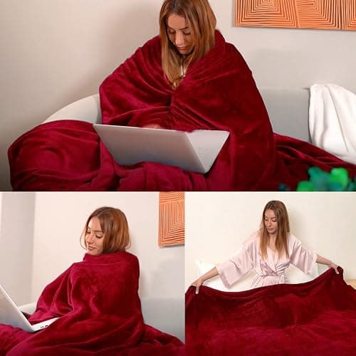 JIAHANNHA Red Throw Blanket Decorations Thin Fleece Blanket 50"x60",Super Soft Cozy Plush Throw Blanket for Couch Sofa Bed,Warm and Lightweight Bed Blankets for Adults thumbnail 3