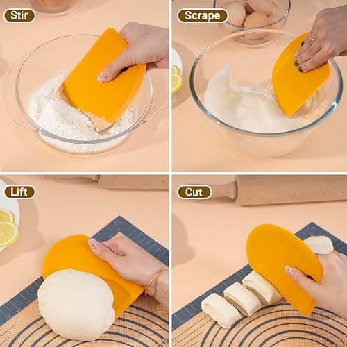 Sapid Flexible Curved Edge Silicone Bowl Scraper(5.98"×4.3"), Food Grade Dough Scraper for Baking Sourdough Bread, Cake, Bench Scrapers, Multipurpose Kitchen Dish Scrapers, Easy to Clean (1, Orange) thumbnail 5