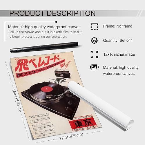 Podafu Japanese Retro Music Poster Canvas Wall Art Vintage Asian Decor Print for Bedroom & Living Room Decorations 12x16in Unframed thumbnail 2