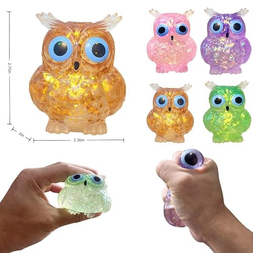 4 Pcs Owl Sugar Stress Ball Fidget Toys, Cute Owl Squishy Toys, Super Soft Animal Squeeze Toys, Owl Squishies for Anxiety Relief Tool thumbnail 3