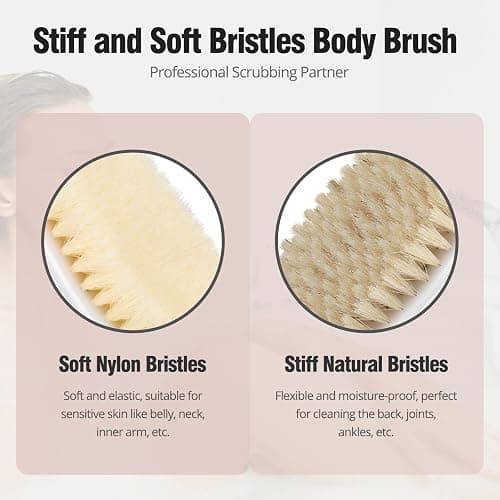2 Pack Dry Brushing Body Brush, Natural and Soft Bristle Shower Brush for Body Cleaning, Exfoliating Bath Brush for Lymphatic Drainage Improve Circulation, Body Exfoliator Scrubber for Women Men thumbnail 4