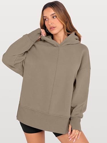 ANRABESS Womens Oversized Hoodies Long Sleeve Fleece Side Slit Hooded Sweatshirts Pullover 2026 Fall Outfits Y2K Clothes thumbnail 4