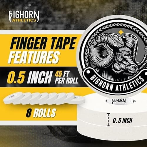 Bighorn Athletics Jiu Jitsu Finger Tape, Rock Climbing Tape | Multipurpose for Sports & Injuries: MMA, Volleyball, Football, Basketball, Tennis, Golf, Hands & Toes, 0.5-Inch x 45-feet, 8-Rolls, White thumbnail 3