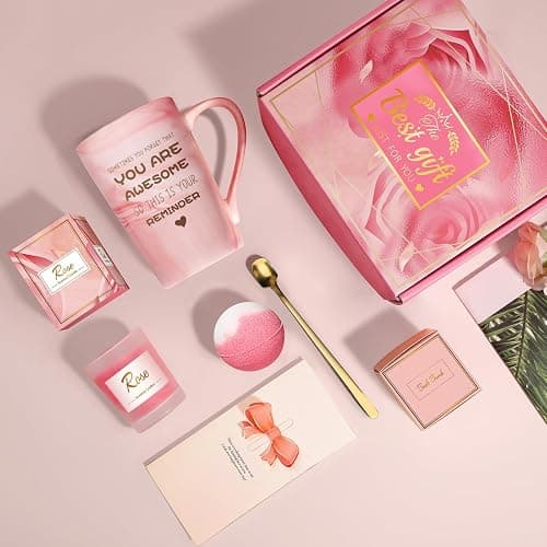 Birthday Gifts for Women, Mom, Unique Pink Spa Relaxation Baskets Set | Christmas, Mothers Day, Valentines Day Gift for Her, Girlfriend, Grandma, Wife, Coworker, Sister, Friend, Sister, Self Care thumbnail 5