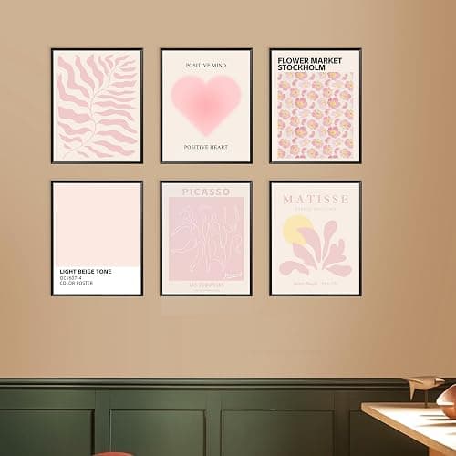 AIMEE ROSE Pink Matisse Wall Art Prints - 6 Pack 8x10 Inch Abstract Vintage Posters, Cute Room Decor for Teen Girls, Light Pink Wall Art for Bedroom, Unframed thumbnail 6