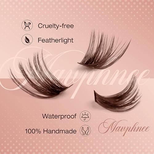 Mavphnee Brown Lash Clusters D-Curly Cluster Eyelash Extensions 14-20MM Mega Volume Lash Extensions Clusters Long Cluster Lashes Dark Brown Natural Individual Lashes (192 Pcs, 120D+150D) thumbnail 6