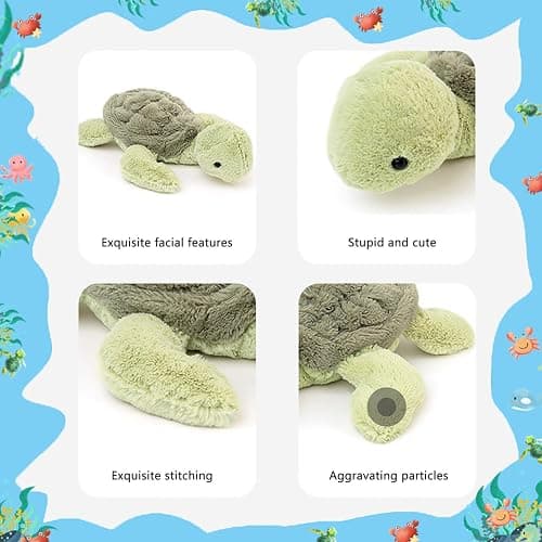 APJlKG 11.8Inch Weighted Plush Turtle Stuffed Animal Plush Soft Turtle Plush Toy A Christmas Birthday Gift for Boys and Girls,Green thumbnail 5
