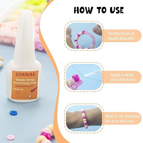 Jewelry Glue for Elastic String, Clear Craft Glue Elastic String Kont Fixing Drip, Bracelet Glues Bracelet Supplies for Rhinestones Crafts, Clay Beads, Fabric, Jewelry Making Kit thumbnail 3