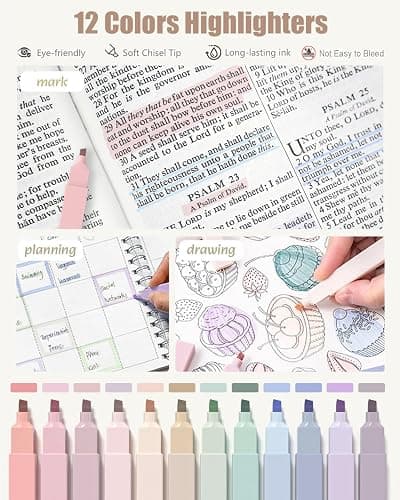 Four Candies 39 PCS Aesthetic School Supplies with Cute Pen Case, 12 Pastel Highlighters, 5 Black Ink Gel Pens, 6 Mechanical Pencils Set for Students Stationery College Essentials, Cream thumbnail 5